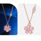 Fortune Jewel 925 Sterling Silver Cherry Blossom Flower Rotatable Protection Necklace Pendant
