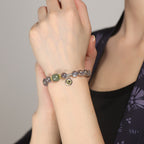 Fortune Jewel Chinese Zodiac Natal Buddha 925 Sterling Silver Natural Moonstone Hetian Jade Positive Bracelet