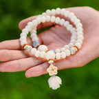 Fortune Jewel Tibetan White Jade Bodhi Lotus Blessing Bracelet Fortune Jewel