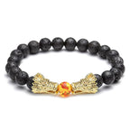Fortune Jewel White Turquoise Lava Rock Dragon Blessing Beaded Bracelet