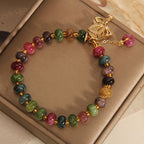 Fortune Jewel Colorful Tourmaline Butterfly Charm Wisdom Bracelet
