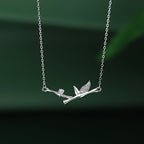Fortune Jewel Bamboo Leaf Design Copper Zircon Wealth Necklace Pendant