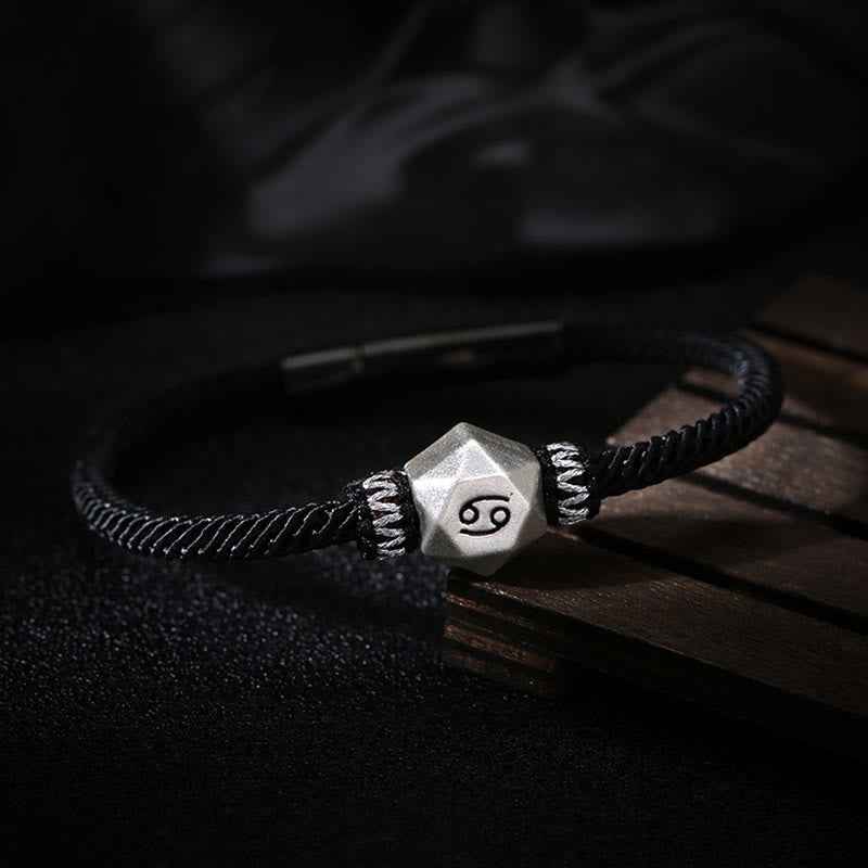Fortune Jewel 999 Sterling Silver 12 Constellations of the Zodiac Protection Handmade String Bracelet
