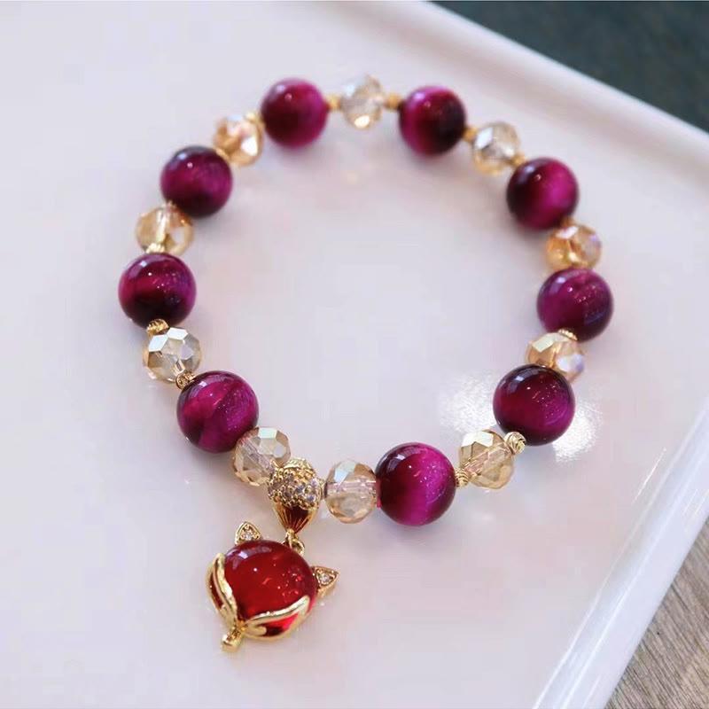 Fortune Jewel Red Tiger Eye PiXiu Fox Protection Self Confidence Bracelet