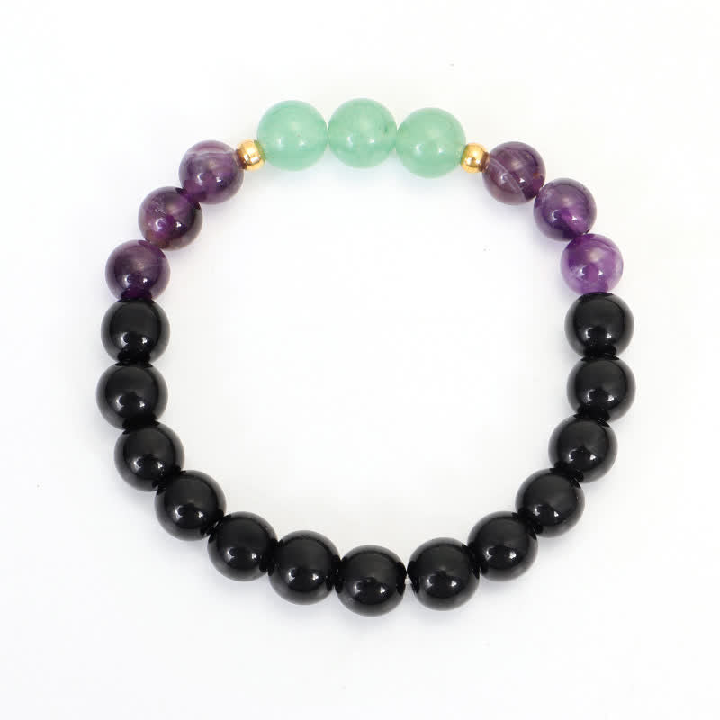 Fortune Jewel 108 Mala Beads Amethyst Green Aventurine Lotus Meditation Bracelet