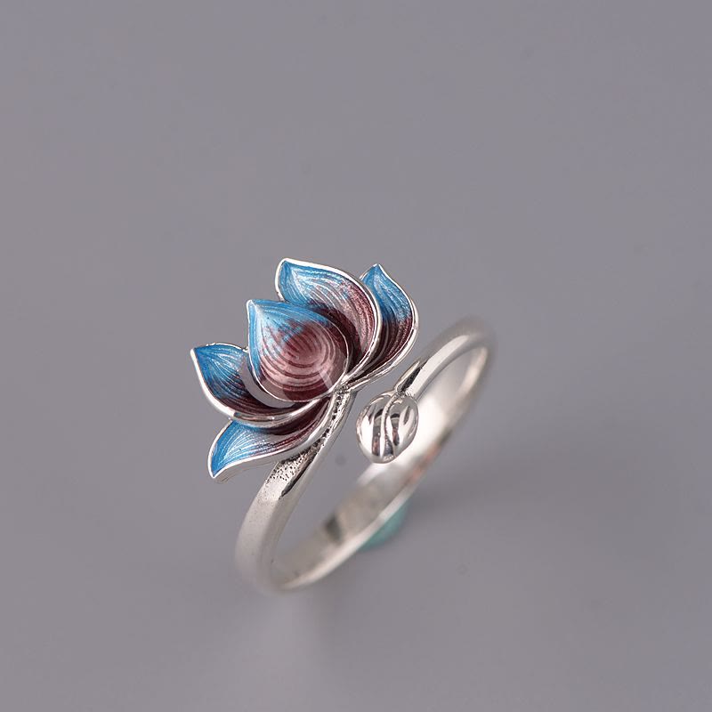 Fortune Jewel 925 Sterling Silver Lotus Flower New Beginning Adjustable Ring Fortune Jewel