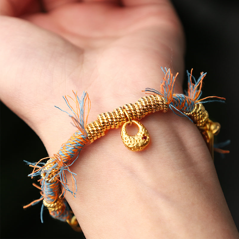 Fortune Jewel Handmade Tibetan Lucky Fortune Multicolored Rope Braid Bracelet