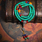 Fortune Jewel 108 Mala Beads Tibetan Turquoise Dzi Bead Protection Bracelet