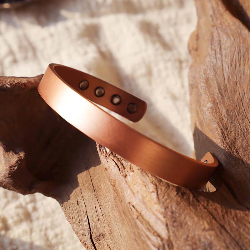Fortune Jewel Vintage Pattern Magnetic Copper Adjustable Cuff Bracelet Bangle