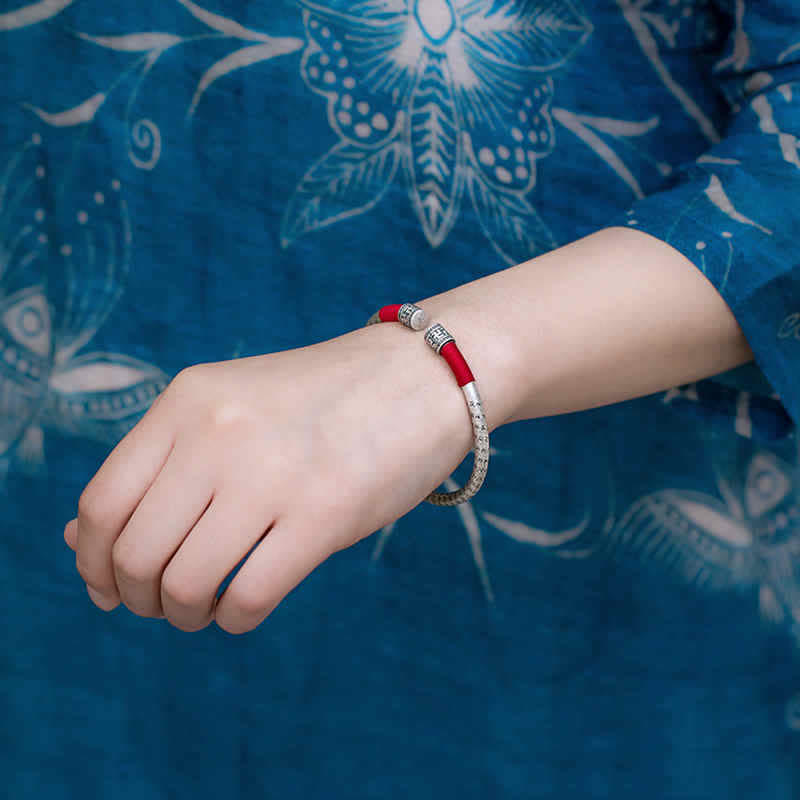 Fortune Jewel Tibet Om Mani Padme Hum Luck Red String Bracelet Bangle