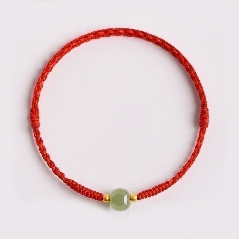 Fortune Jewel Handmade Jade Lucky Bead Prosperity Braided Bracelet