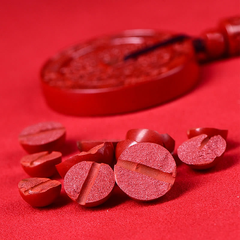 Fortune Jewel Natural Cinnabar Mountain Ghosts Spend Money Bagua Blessing Necklace Pendant Key Chain