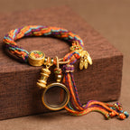 Fortune Jewel Tibetan Om Mani Padme Hum Dreamcatcher Luck Colorful Reincarnation Knot String Bracelet