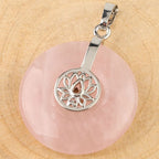 Fortune Jewel Various Crystal Amethyst Pink Crystal Lotus Healing Necklace Pendant