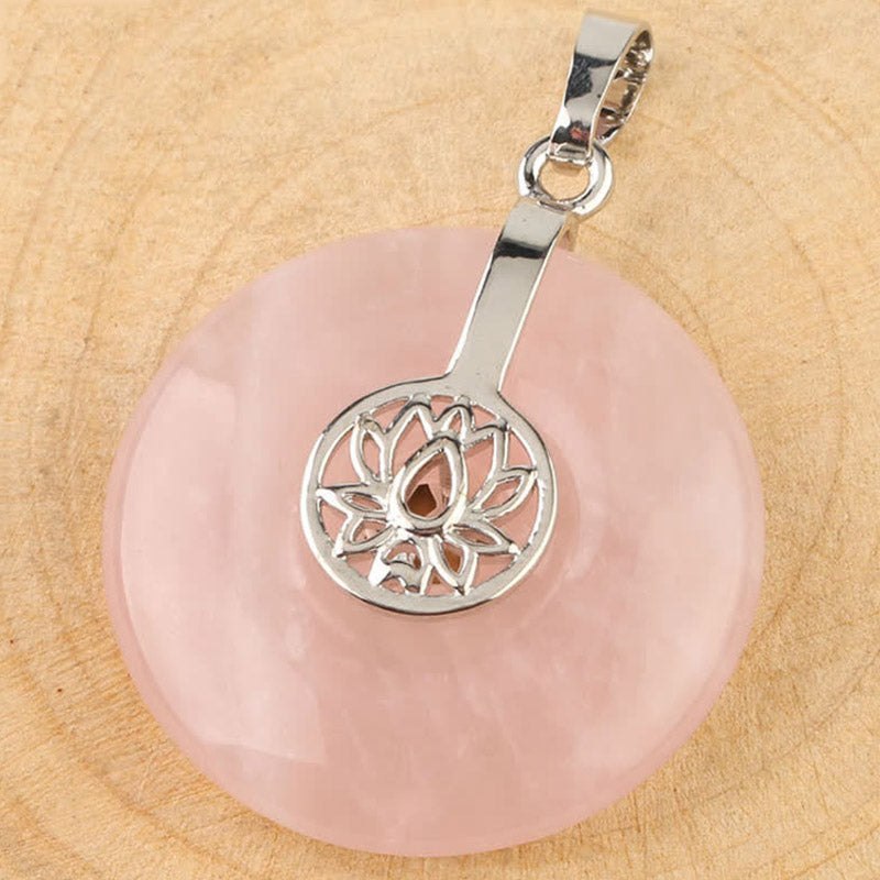 Fortune Jewel Various Crystal Amethyst Pink Crystal Lotus Healing Necklace Pendant