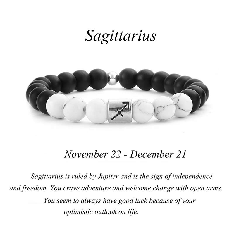 Fortune Jewel 12 Constellations of the Zodiac Natural Frosted Stone White Turquoise Bead Fortune Bracelet