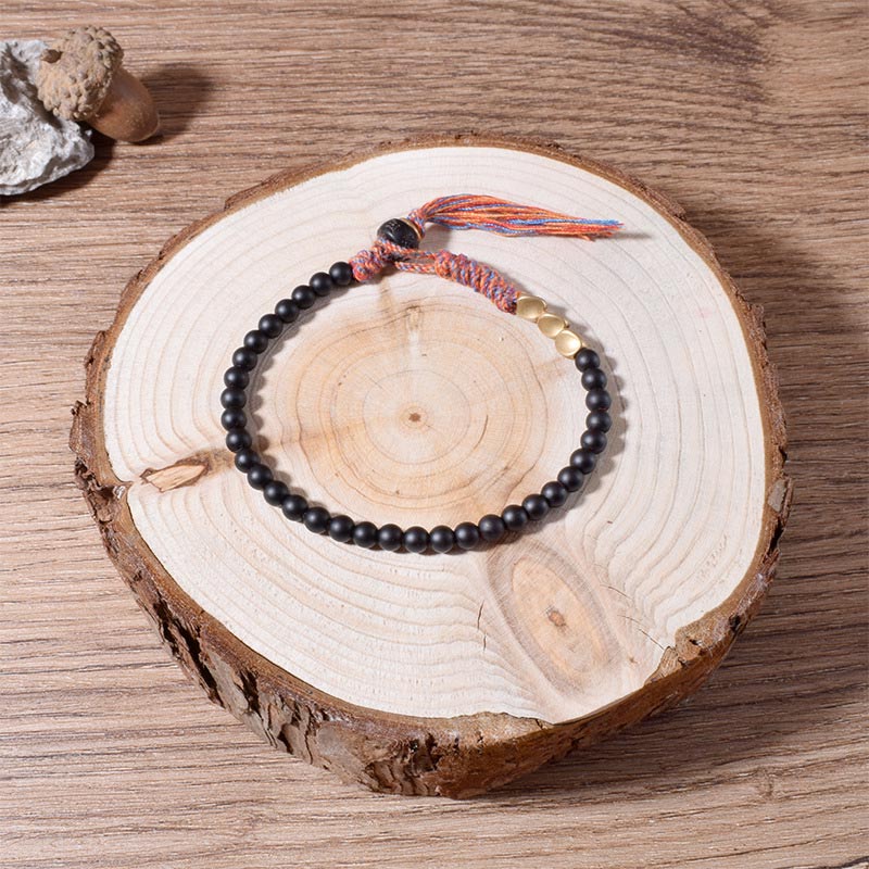 Fortune Jewel Handmade Tibetan Black Onyx Tassel Bracelet