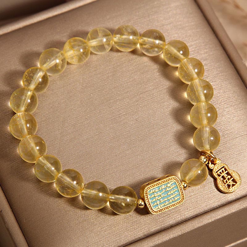 Fortune Jewel Natural Citrine Five Scriptures Generosity Bracelet
