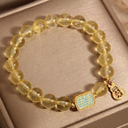 Fortune Jewel Natural Citrine Five Scriptures Generosity Bracelet