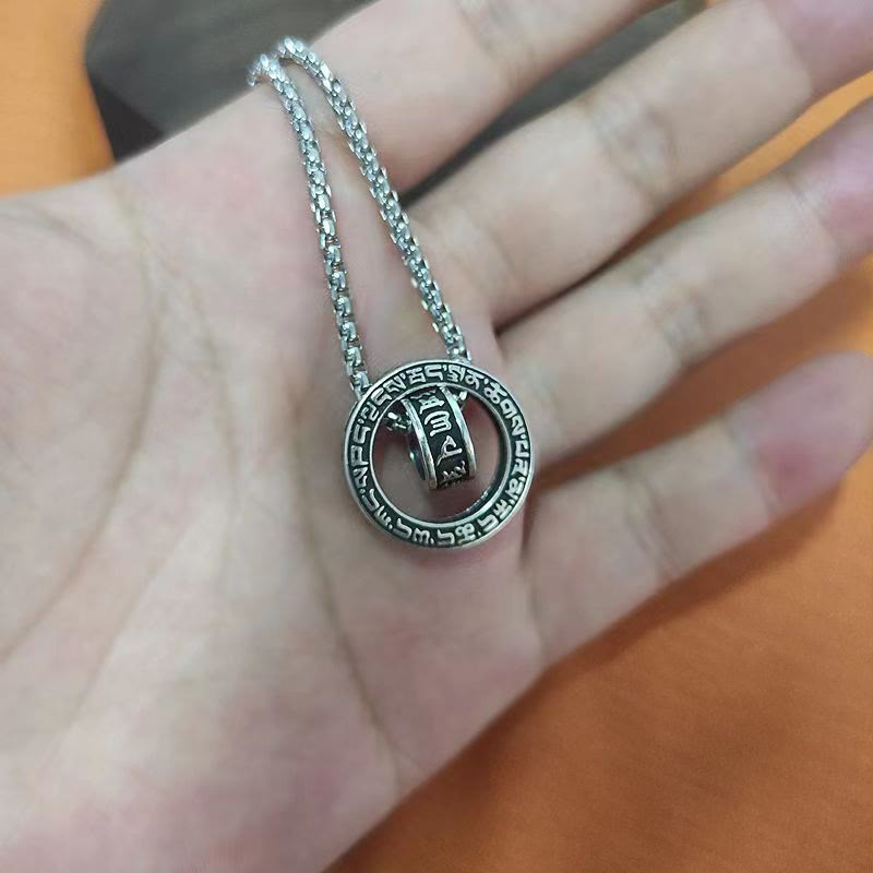 Fortune Jewel Tibetan Om Mani Padme Hum Carved Peace Purity Chain Necklace Pendant