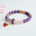 Fortune Jewel Natural Amethyst Crystal Inner Peace Healing Bead Charm Bracelet