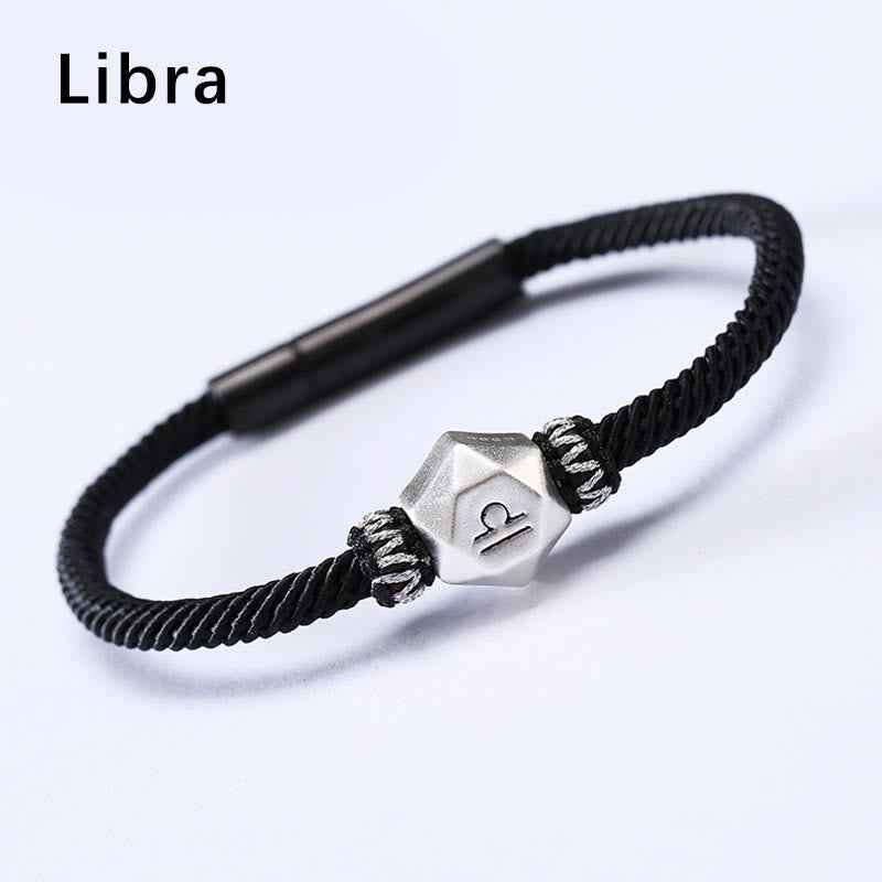 Fortune Jewel 999 Sterling Silver 12 Constellations of the Zodiac Protection Handmade String Bracelet