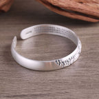 Fortune Jewel 999 Sterling Silver Buddha Head Heart Sutra Serenity Bracelet Bangle