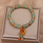 Fortune Jewel Natural Jade Bamboo Flower Pattern Luck Bracelet