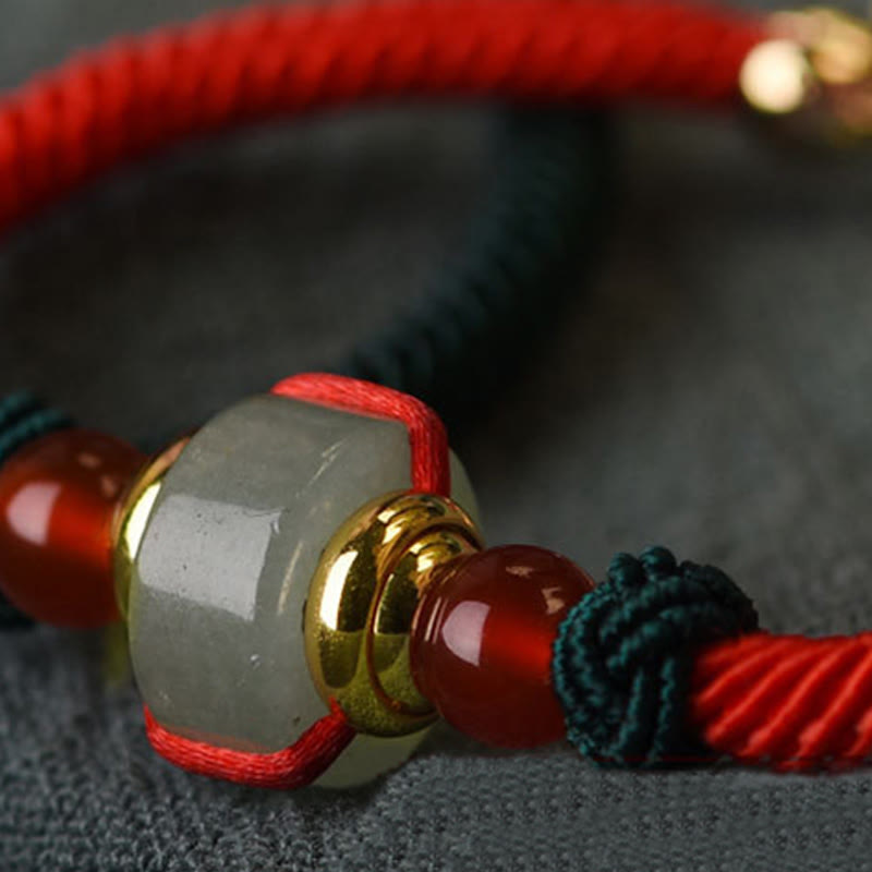Fortune Jewel Tibetan Green Aventurine Luck Braid String Bracelet