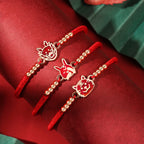 Fortune Jewel 925 Sterling Silver Chinese Zodiac Luck Faith Discolor Red String Bracelet