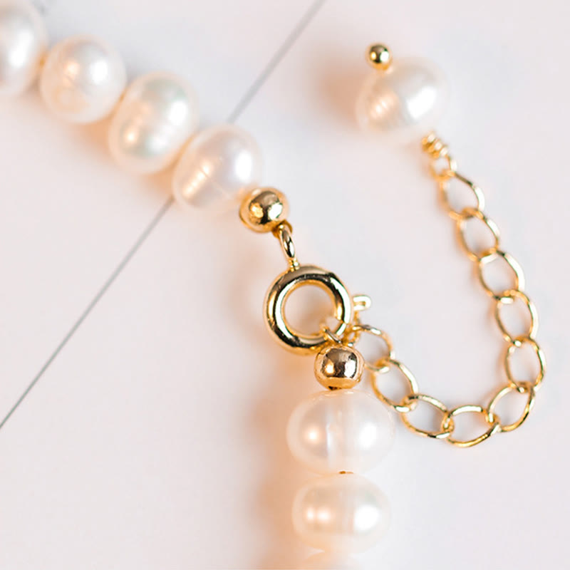 Fortune Jewel 14K Gold Plated Natural Pearl Hetian Cyan Jade White Jade Sincerity Bead Chain Bracelet