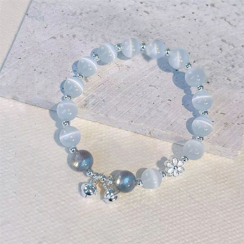 Fortune Jewel Cat's Eye Crystal Peach Blossom Bell Fu Character Charm Support Bracelet