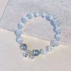 Fortune Jewel Cat's Eye Crystal Peach Blossom Bell Fu Character Charm Support Bracelet