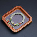 Fortune Jewel 925 Sterling Silver Jade Luck Flower Butterfly Bracelet