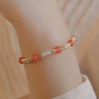 Fortune Jewel Tridacna Stone Red Agate Hetian Jade Blessing Bracelet