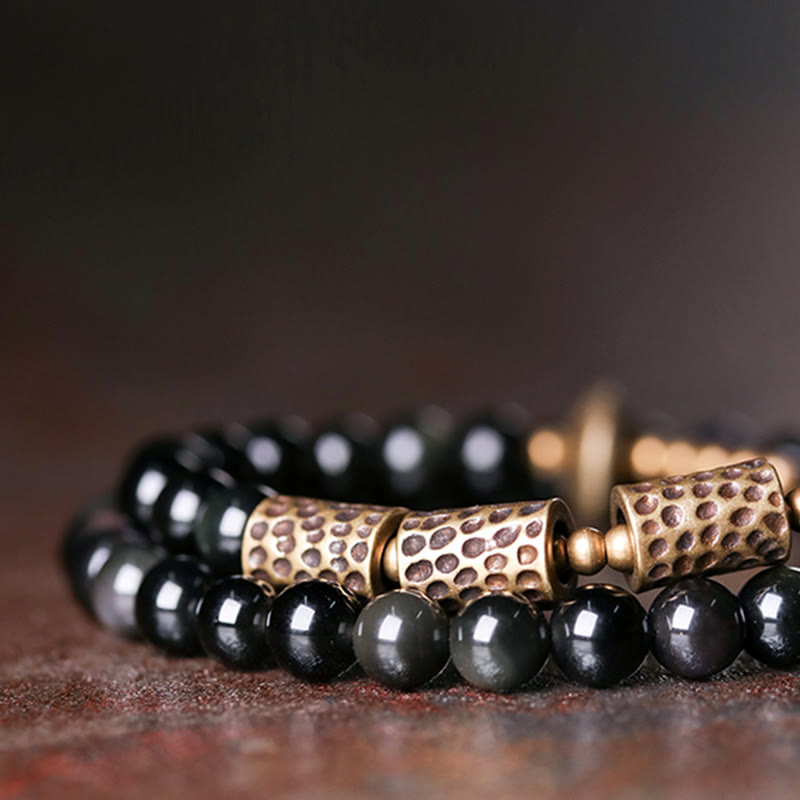 Fortune Jewel Rainbow Obsidian Copper Love Double Wrap Bracelet