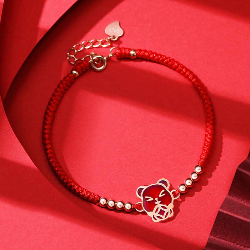 Fortune Jewel 925 Sterling Silver Chinese Zodiac Luck Faith Discolor Red String Bracelet