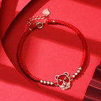 Fortune Jewel 925 Sterling Silver Chinese Zodiac Luck Faith Discolor Red String Bracelet