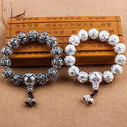 Fortune Jewel Tibetan Om Mani Padme Hum Carved Alloy Beads Amulet Bracelet