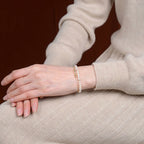 Fortune Jewel 925 Sterling Silver Plated 14k Gold Natural Pearl Crystal Healing Double Layer Bracelet