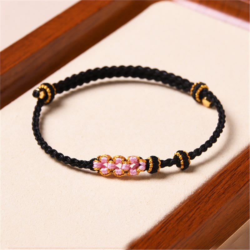 Fortune Jewel Handmade Peach Blossom Protection Braided Rope Bracelet