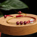 Fortune Jewel Natural Cinnabar Jade Peace Buckle Blessing Bracelet