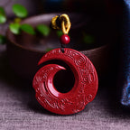 Fortune Jewel One's Luck Improves Design Patern Natural Cinnabar Blessing Necklace Pendant