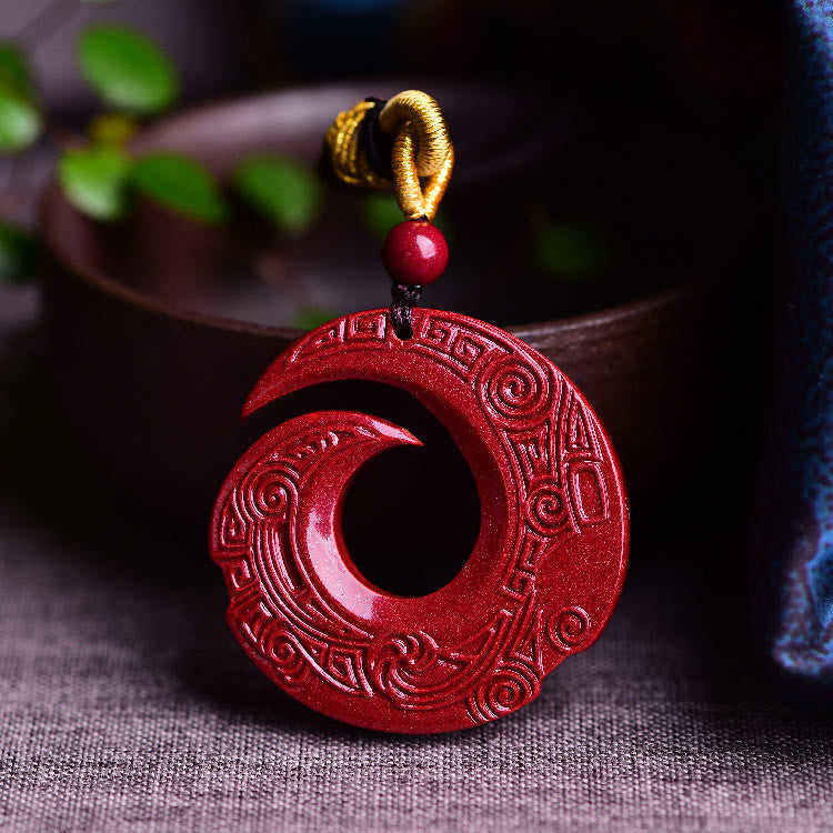 Fortune Jewel One's Luck Improves Design Patern Natural Cinnabar Blessing Necklace Pendant