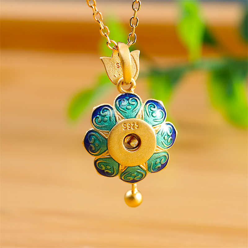 Fortune Jewel 925 Sterling Silver Tibet Lotus Prayer Wheel Red Agate Enlightenment Necklace Pendant
