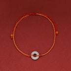 Fortune Jewel Round Peace Buckle Jade Luck Abundance Braided Bracelet Anklet
