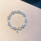 Fortune Jewel 925 Sterling Silver Cat's Eye Aquamarine Support Charm Bracelet
