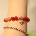 Fortune Jewel Sun Stone Peach Moonstone Red Agate Crystal Star Wealth Bracelet