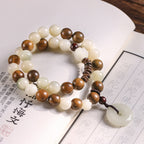 Fortune Jewel Bodhi Seed Green Sandalwood Lotus Peace Buckle Harmony Double Wrap Bracelet