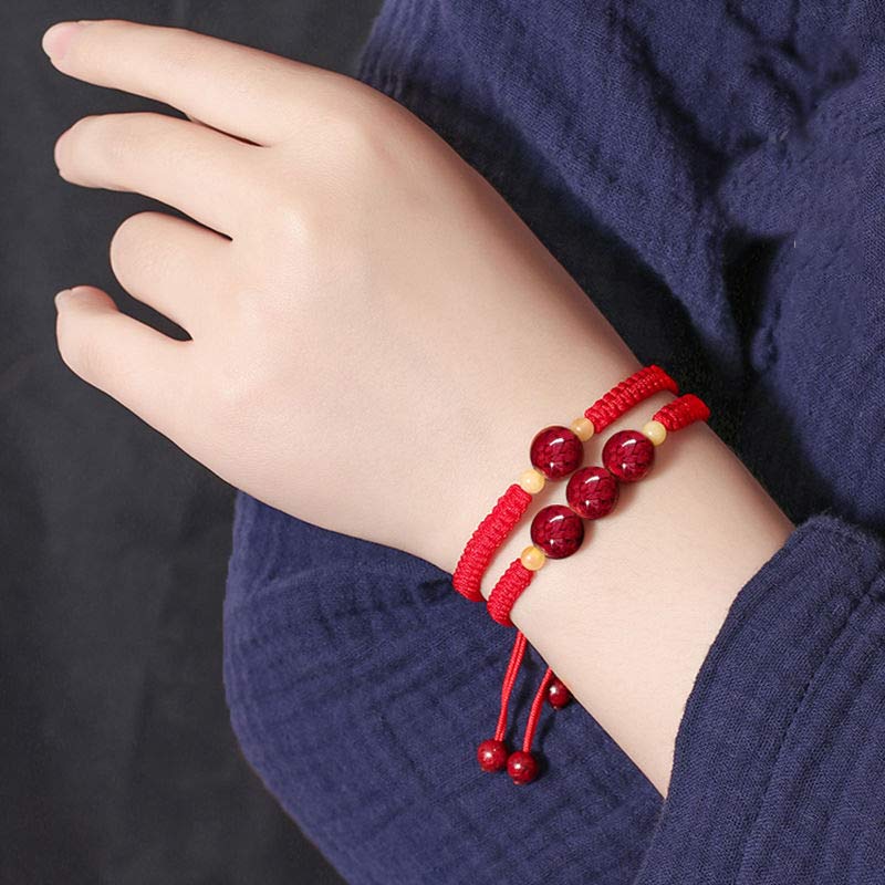 Fortune Jewel Cinnabar Blessing Red String Bracelet For Kids